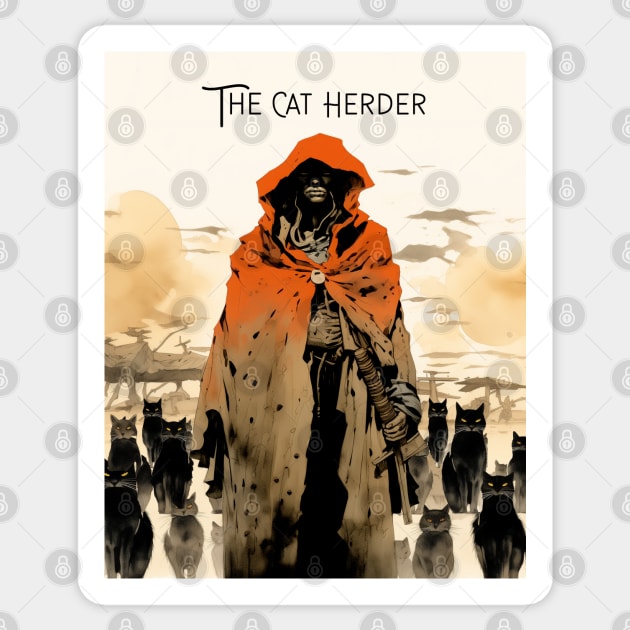 Cat Herder: The Cat Herder on a Dark Background Sticker by Puff Sumo